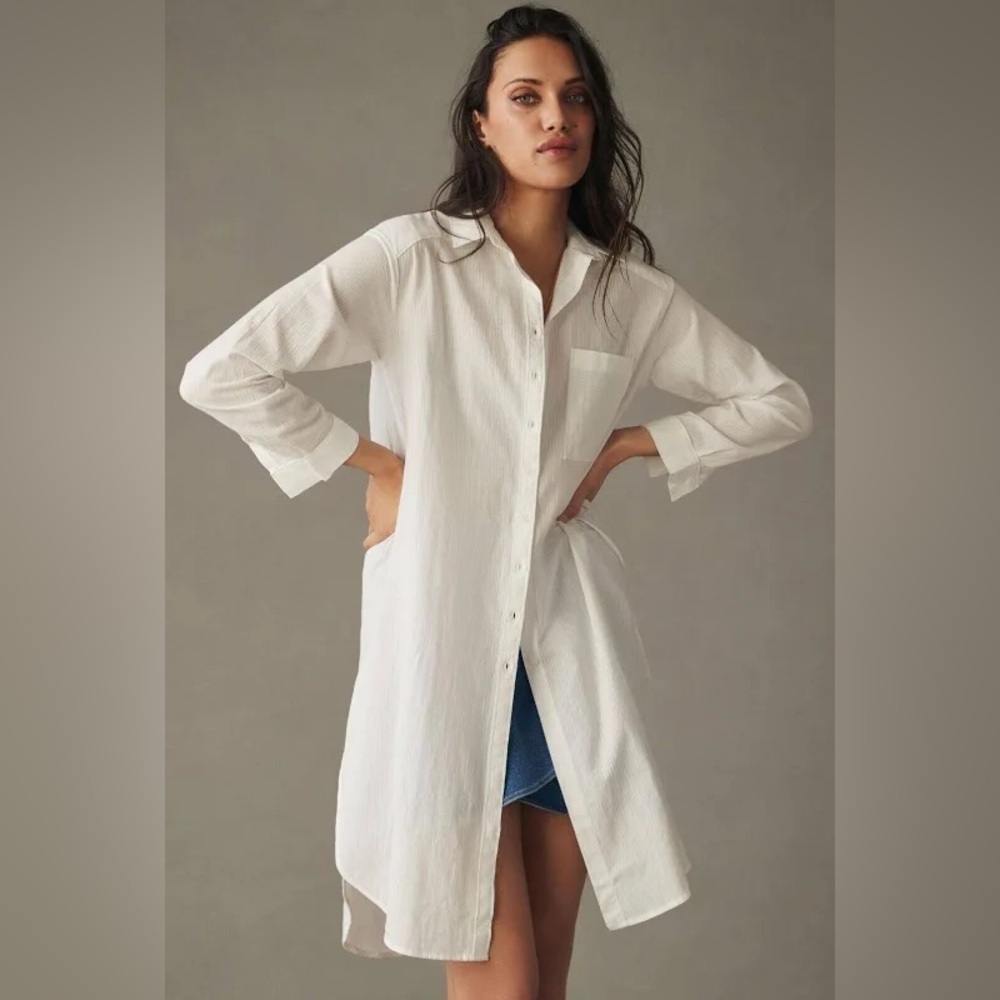 NWT Anthropologie Maeve textured stripe longline shirt